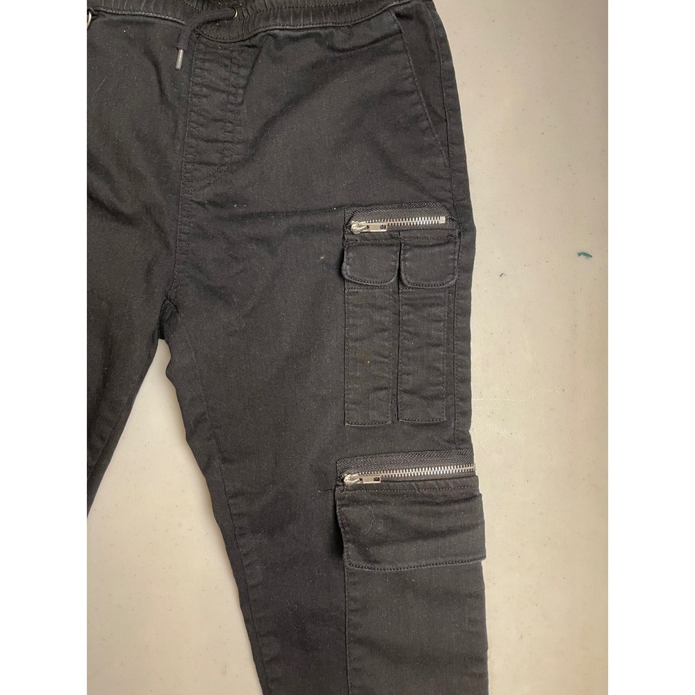 Hot Topic Black Cargo Joggers Slim Fit Zipper Pockets Goth Punk Pants Small - Picture 2 of 4